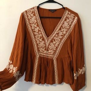 American eagle embroidery boho top